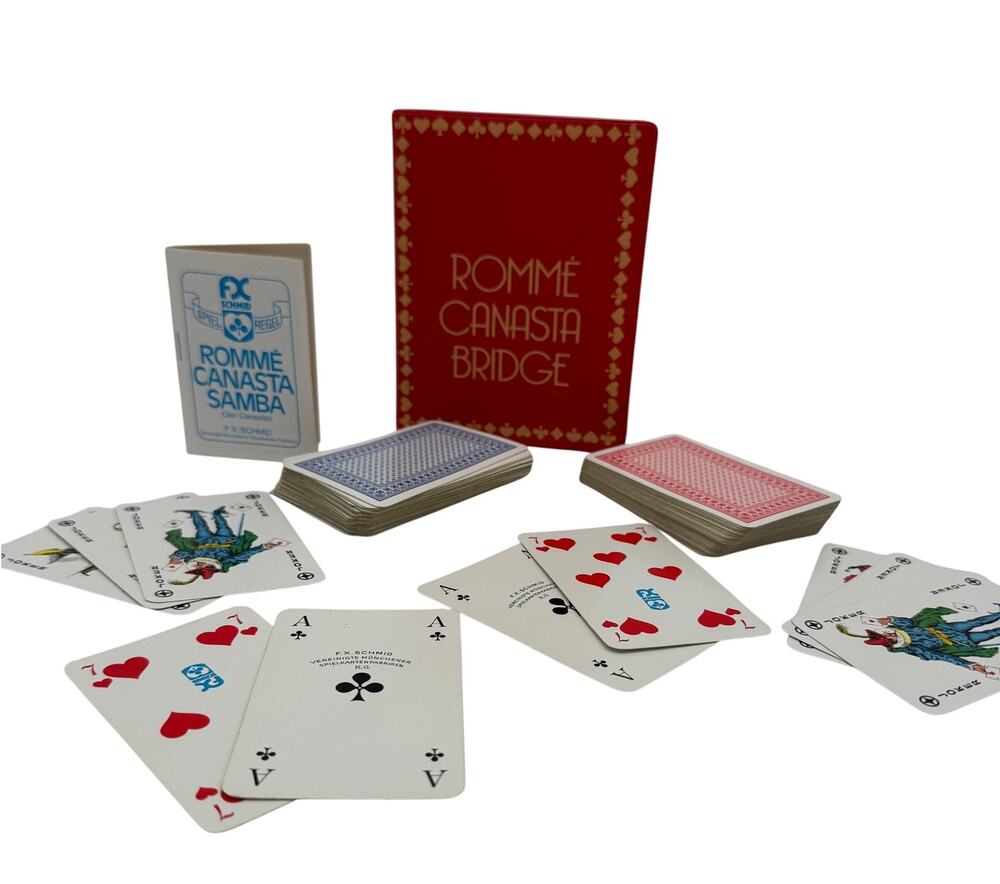 Vintage Romme Canasta Bridge Card Case Holder and Cards Complete